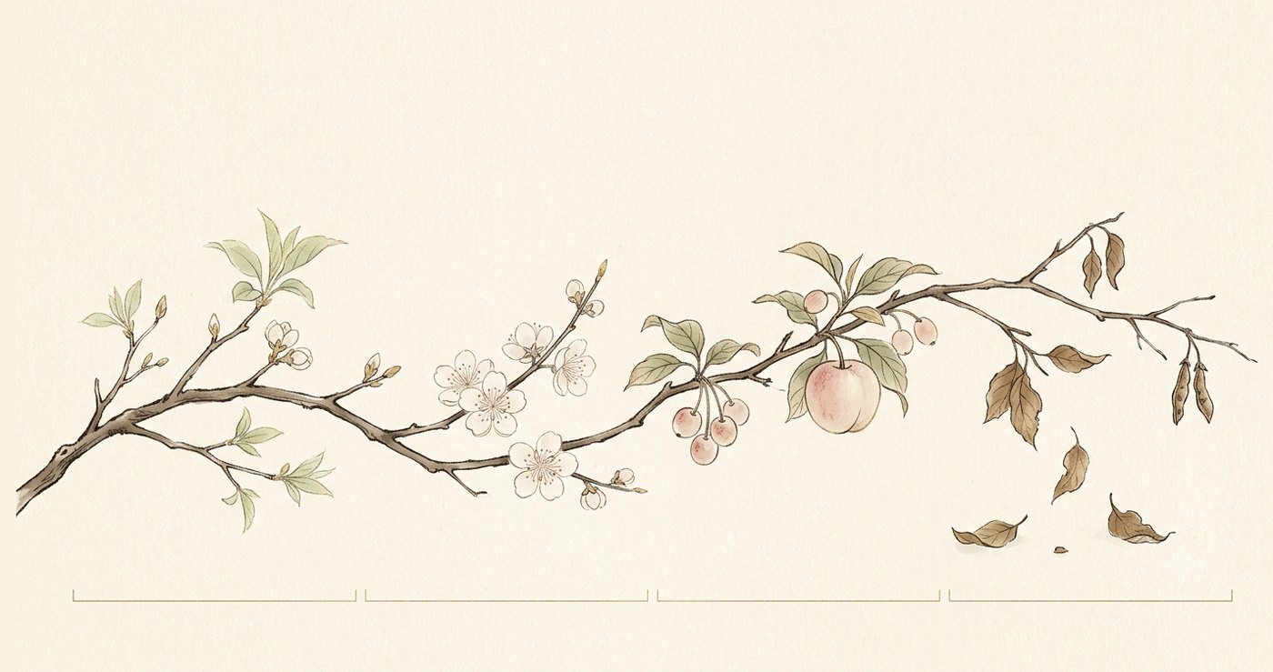 一年四季枝條插畫